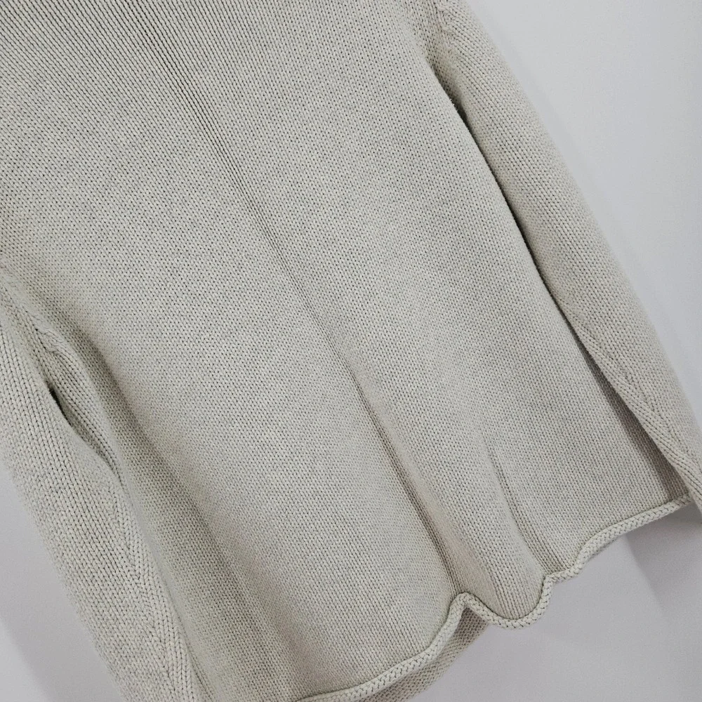 VTG J.Crew Roll Neck Sweater Ivory Cotton Heavy Knit Preppy Pullover Winter Sz L
